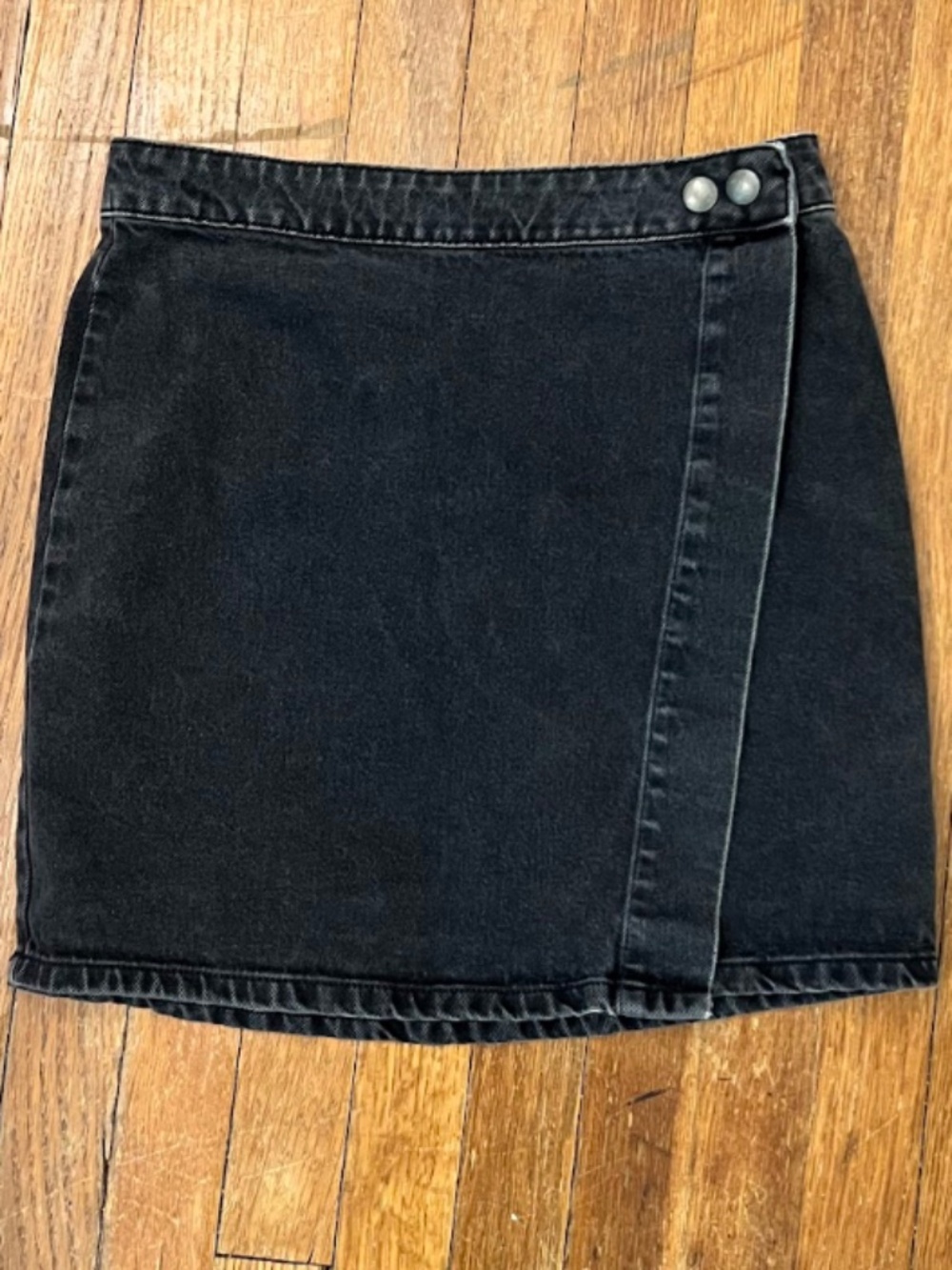 ASOS Black Denim Jean Wrap Mini Skirt Size 10 UK 8 US